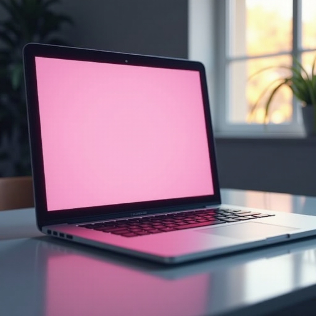 لون شاشة الكمبيوتر المحمول وردي