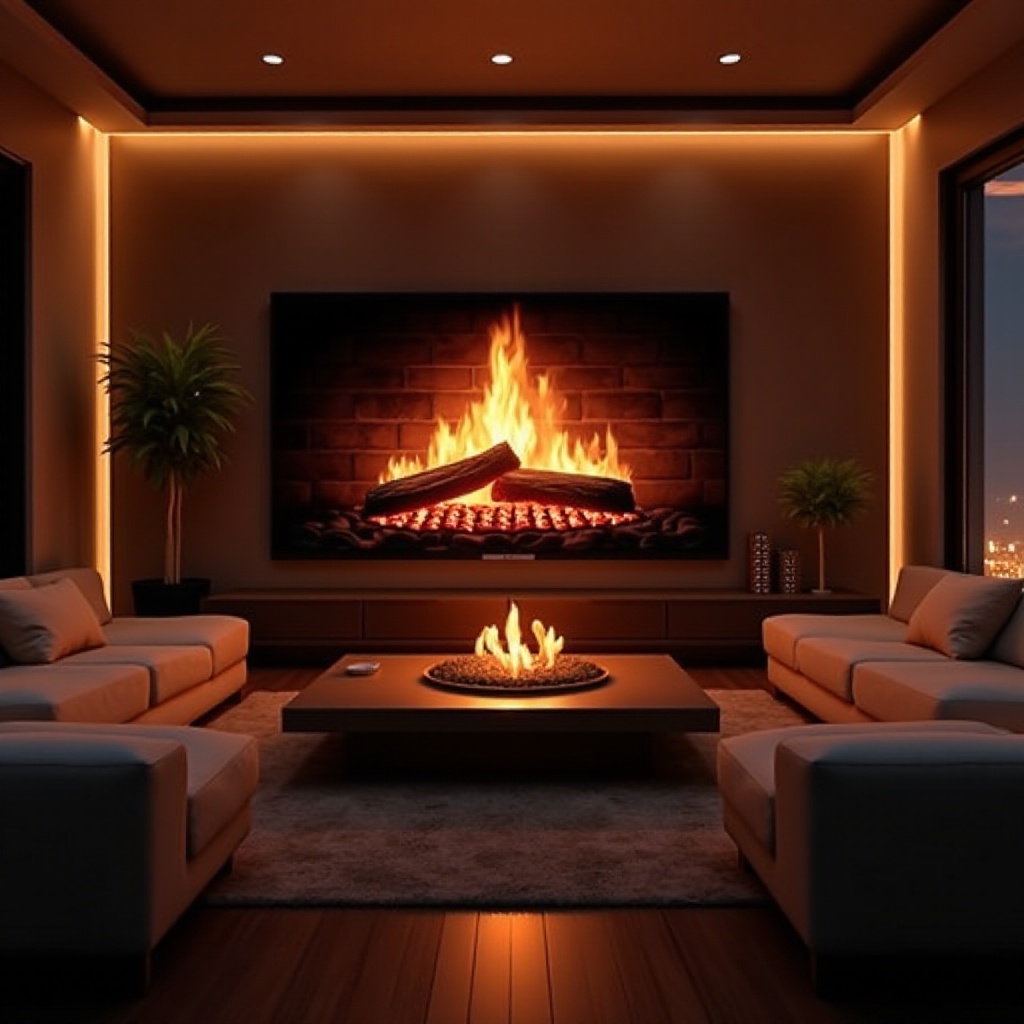 как включить камин на телевизоре