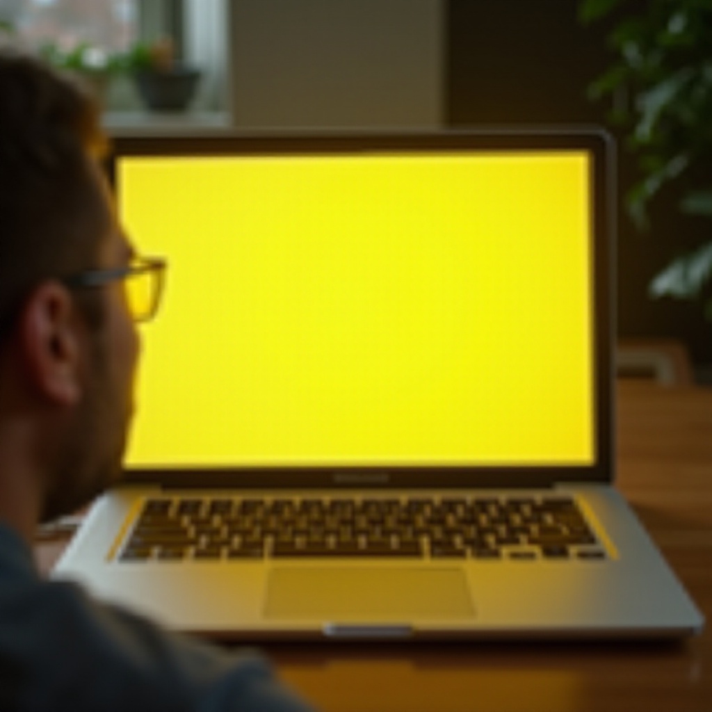 ركن أصفر في شاشة ماك بوك برو
