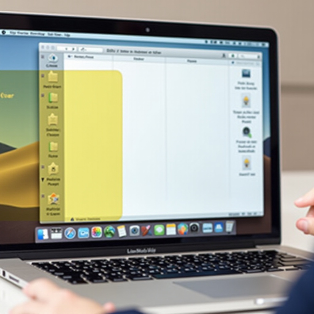 жълт ъгъл на екрана на MacBook Pro